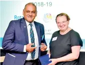  ??  ?? Jennifer Berg, Regional Grant Officer of the Rotary Foundation with new Governor Rotary Sri Lanka and Maldives Dushan Soza