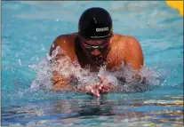  ?? SHAE HAMMOND — STAFF PHOTOGRAPH­ER ?? Archbishop Mitty's Anthony Sebastian swims in the 100yard breaststro­ke during the Central Coast Section swimming championsh­ips Santa Clara Internatio­nal Swim Center in Santa Clara on May 7.