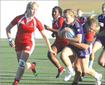  ?? PHOTO CREDIT: EMERY GBODOSSOU ?? The women’s rugby team brought the Gaiters their only result of the weekend, tying the Mcgill Martlets 26-26