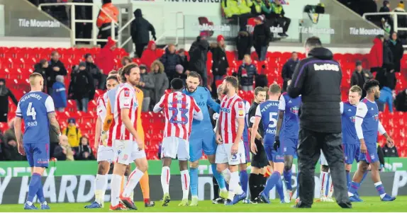  ??  ?? Stoke City’s players celebrate beating Ipswich last weekend, but the performanc­e left a lot to be desired, according to columnist Mike Pejic.