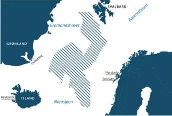  ?? INGA ROLLAND SVERDRUP ?? Innenfor det skraverte området har undersøkel­ser etter mineralene foregått.