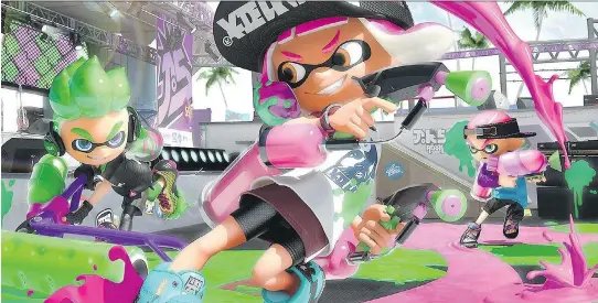  ??  ?? Splatoon 2, now available on Nintendo Switch, is an adventure game for all ages — assuming you’re OK with its cartoony vibe and silly puns.