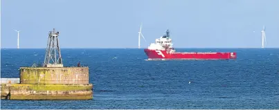  ?? Picture: Kami Thomson. ?? Hywind turbines visible from the shore at Peterhead.