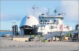  ?? SUEANN MUSICK/THE NEWS ?? The MV Confederat­ion was docked in Caribou on Friday. It is having problems with its propulsion pitch control. The MV Holiday Island is expected to resume service on Sunday.