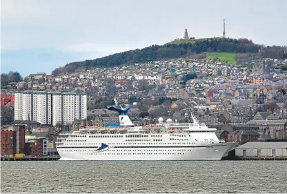  ?? Picture: Kris Miller. ?? The large cruise ship Magellan docked in Dundee over the summer.