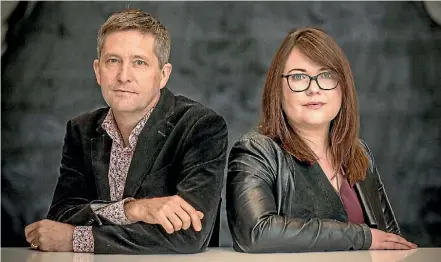  ??  ?? Adam Dudding and Amy Maas, the journalist­s behind Stuff’s podcast Gone Fishing, a collaborat­ion with RNZ.