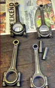  ??  ?? Left: The con rods have been converted to take shell bearings to replace the original white metalling