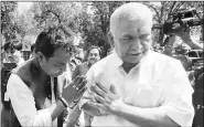  ?? Anil Sharma ?? BJP MLA Shrikant Sharma with Union Minister Manoj Sinha outside Parliament.