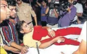  ?? AP FILE ?? A civilian injured in exchange of fire by troops along the IndoPak border being brought for treatment at a hospital in Jammu.
