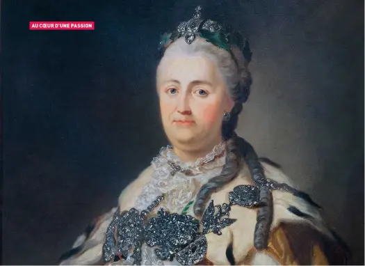  ??  ?? Portrait de l’impératric­e Catherine II. Peinture anonyme du xviiie siècle.