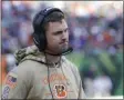  ?? FRANK VICTORES - THE ASSOCIATED PRESS ?? Cincinnati Bengals head coach Zac Taylor reacts during the second half of NFL football game against the Cincinnati Bengals, Sunday, Nov. 10, 2019, in Cincinnati.