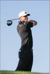  ?? ALEX SLITZ — GETTY IMAGES ?? Ludvig Aberg of Sweden hits a tee shot on the 16th hole during the final round of The RSM Classic on the Seaside Course at Sea Island Resort on Sunday in St. Simons Island, Ga.