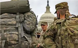  ?? (AFP) ?? National Guard soldiers before their guard shifts at the US Capitol building, in Washington, DC, on Friday