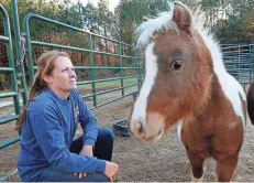  ?? STAN CARROLL / THE COMMERCIAL APPEAL FILE ?? Christy Gross, founder and president of the nonprofit organizati­on, and Winnie Pooh, a paint “mini,” are settling into the new stables at Dark Horse Rescue's near Byhalia in Marshall County on Nov. 13, 2012.