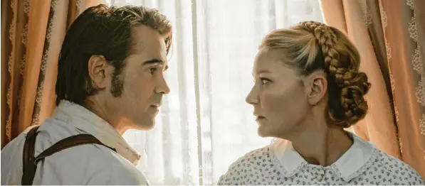  ?? Foto: Focus Features/Universal Pictures ?? Die sittsame Schale täuscht, und der Soldat sieht das genau: Colin Farrell begegnet Kirsten Dunst.