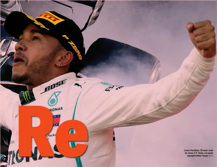  ??  ?? 1 Lewis Hamilton, 33 anni: vede da vicino il 5° titolo, col quale eguagliere­bbe Fangio GETTY