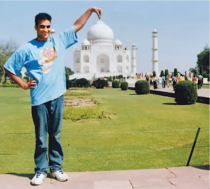  ??  ?? Pritpaul Singh Dhanoa jokes at the Taj Mahal on a family trip to India last March. The 17-year-old was beaten to death Friday night.