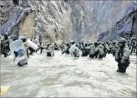  ?? AP ?? In this image taken from a video footage released by China’s CCTV on Friday, Indian and Chinese troops are seen facing off in the Galwan Valley on June 15, 2020.