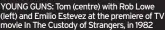  ?? ?? YOUNG GUNS: Tom (centre) with Rob Lowe (left) and Emilio Estevez at the premiere of TV movie In The Custody of Strangers, in 1982