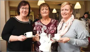  ??  ?? Siobhan Bartlett, Joan Buckley and Julie McCarthy at the Coffee Morning in aid of Friends of Chernobyl Children in the Killarney Golf Club on Thursday. Photo by Michelle Cooper Galvin