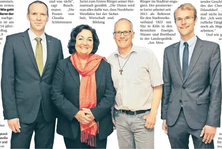  ?? FOTO: KREIS ME ?? Die vier CDU-Landtagsab­geordneten: Jan Heinisch, Claudia Schlottman­n, Martin Sträßer und Christian Untrieser.