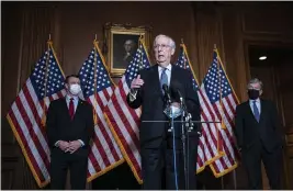  ?? SARAH SILBIGER — POOL ?? Senate Majority Leader Mitch McConnell of Kentucky speaks during a news conference following a weekly meeting with the Senate Republican caucus at the Capitol in Washington on Tuesday.