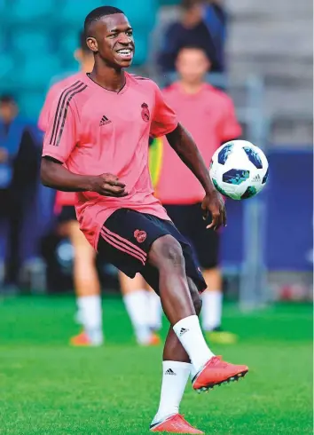  ?? AFP ?? Real Madrid’s Vinicius Junior takes part in a training session at Lillekula stadium in Tallinn. The forward this weekend was sent to play with Madrid’s ‘B’ team in the third division.