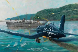  ?? (Don Connolly) ?? ■ Artist’s impression by Don Connolly depicting Robert Hampton Gray’s Victoria Cross action on 9 August 1945.