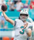  ?? JOHN MCCALL/ SUN SENTINEL ?? Dolphins quarterbac­k Josh Rosen is owed roughly $2 million in 2020 and $2.8 million in 2021, both guaranteed.