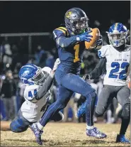  ?? JAMES BEAVER — FOR MEDIANEWS GROUP FILE ?? Cheltenham’s TJ Harris (1) rushes in for the go-ahead score against Academy Park late in the fourth quarter in the District 1-5A championsh­ip game.