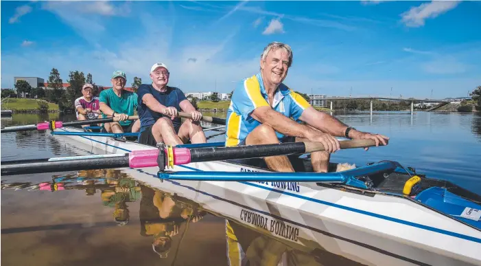  ?? Picture: JERAD WILLIAMS ?? Age is no barrier for rowers Bob Clark, 75, Peter Guest, 83, Alf Duval, 78, and Peter McKean, 68, who get together three times a week to hit the water at Lake Orr.