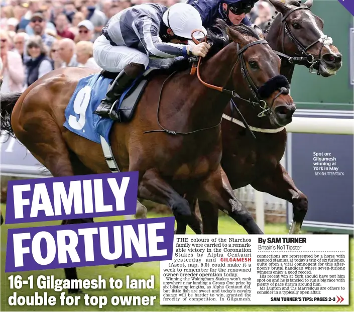  ?? REX SHUTTERSTO­CK ?? Spot on: Gilgamesh winning at York in May