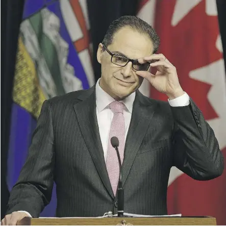  ?? LARRY WONG ?? Alberta Finance Minister Joe Ceci releases details of his 2015-16 third-quarter fiscal update on Wednesday. He said the drastic drop in oil and gas revenues means Alberta faces ‘stark choices.’