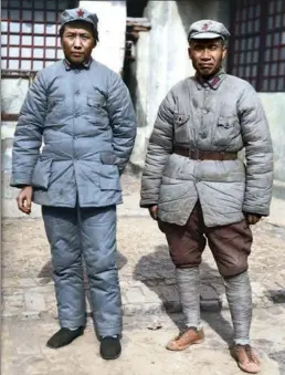  ??  ?? Chairman Mao Zedong (left) and Zhu De pose for a very rare portrait in Yan’an in 1938. Zhu was one of the founders of the Chinese Red Army. Dan Jones,