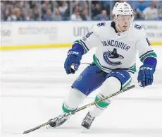  ?? KEVIN HOFFMAN/GETTY IMAGES ?? Talking about his relationsh­ip with Travis Green, Canuck Jake Virtanen says “it’s good to have an honest coach.”