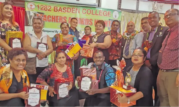  ?? Photo: Shalveen Chand ?? Basden Anglican College teachers with their awards during the awards night on April 14, 2021.