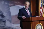  ?? SUSAN WALSH — THE ASSOCIATED PRESS ?? Senate Minority Leader Chuck Schumer of New York speaks on Capitol Hill in Washington on Tuesday.