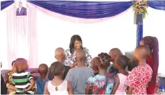  ?? ?? First Lady Dr Auxillia Mnangagwa interacts with the children who were filmed taking alcohol on Christmas Day in Harare and at Juru Growth Point as she counselled and educated them on effects of alcohol, substance abuse and bad behaviour at Zimbabwe House yesterday. — Pictures: John Manzongo