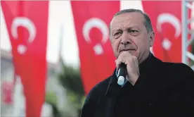  ?? PRESIDENTI­AL PRESS SERVICE THE ASSOCIATED PRESS ?? President Recep Tayyip Erdogan delivers a speech Sunday. Erdogan says he will announce details of the Turkish probe into the death of Saudi writer Jamal Khashoggi on Tuesday.