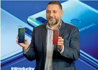  ??  ?? tarek sabbagh launches the Galaxy a9, which boasts the world’s first quadruple-lens camera on a mobile, in Dubai on monday.