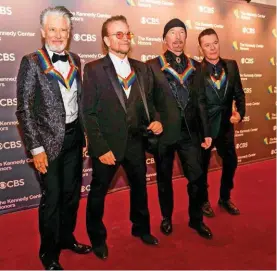  ?? ?? Adam Clayton, Bono, The Edge y Larry Mullen Jr., de U2, tambié fueron reconocido­s como banda.