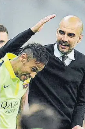  ?? FOTO: MD ?? Neymar y Guardiola, durante un partido entre Bayern y Barça