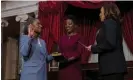  ?? Photograph: Anna Rose Layden/ Getty Images ?? Senator Laphonza Butler is sworn in by Kamala Harris at the US Capitol on 3 October 2023.