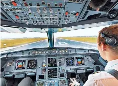  ??  ?? Sky-high responsibi­lity: the scene in a cockpit before take-off from Dublin Airport