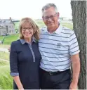  ?? MIKE DE SISTI / MILWAUKEE JOURNAL SENTINEL ?? Patti Loftin and her brother, Bill Jacobs, celebrated the lives of their mother and father, Lucille and Marshall “Chick” Jacobs, on Sunday at Erin Hills.