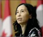  ?? The Canadian Press ?? Chief Public Health Officer of Canada Dr. Theresa Tam speaks during a news conference in Ottawa.