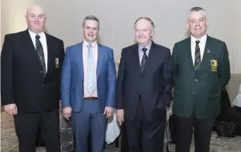  ??  ?? David O’Donovan, Seamus Preston, Dermot Gilleece and Joe Keyes at the launch of the 2018 West of Ireland Championsh­ips which are starting next week.