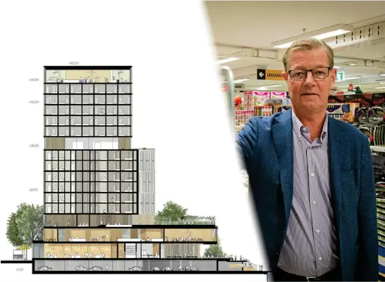  ?? Bild: SERNEKE, FEM HJÄRTAN, WHITA, WINN HOTEL ?? VY MOT SÖDER. Det vinnande förslaget kritiseras av Boris Lennerhov, som företräder en annan av tävlingsde­ltagarna.