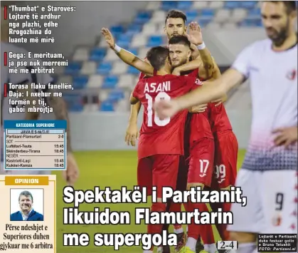  ?? FOTO: Partizani. al ?? Lojtarët e Partizanit duke festuar golin e Bruno Telushit