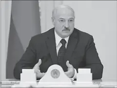  ?? MINSK
-REUTERS ?? Belarusian President Alexander Lukashenko chairs a meeting on industrial developmen­t, in Minsk, Belarus.